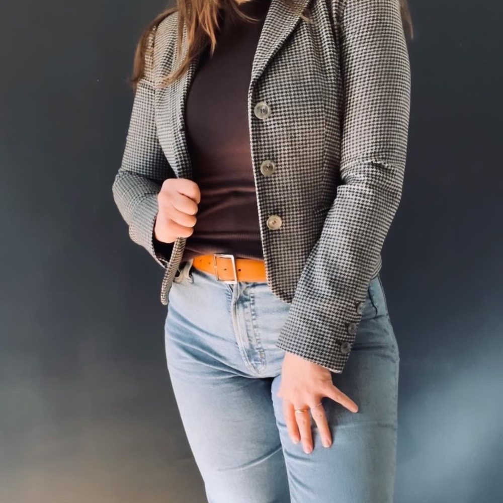 Black and gray checked blazer